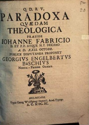 Paradoxa quaedam theologica