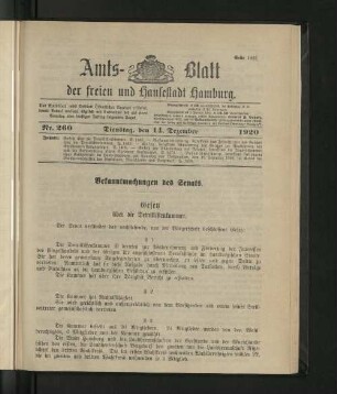 No. 260, 14. Dezember 1920