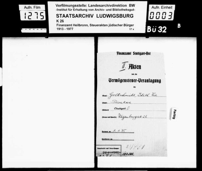 Goldschmidt, Adolf; Fabrikant 08.04.1921 gest. Goldschmidt, Edith geb. Weil *04.09.1873 1942 dep. [22.08. nach Theresienstadt, dort gest.13.09.1942] Wohnorte: Offenbach, Stuttgart, Eschenau Firma: Sal. L. Goldschmidt; Posamentierwarenfabrik (Offenbach)