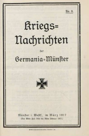 9.1917: Kriegsnachrichten der Germania, Münster