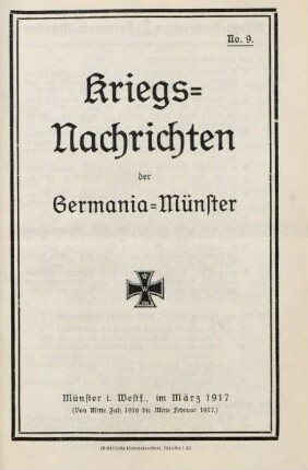 9.1917: Kriegsnachrichten der Germania, Münster