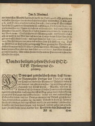 Von der heiligen zehen Gebott Gottes Theilung und Ergäntzung.