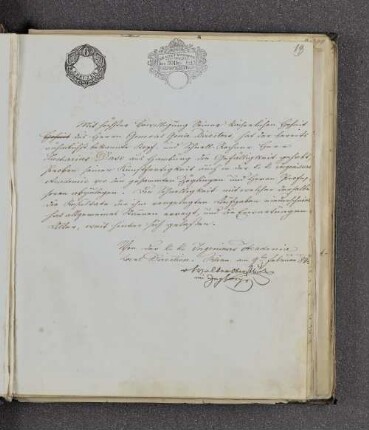 Johann von Wolter. – Wien, 09.02.1844
