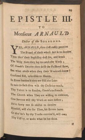 Epistle III. To Monsieur Arnauld, Doctor of the Sorbonne