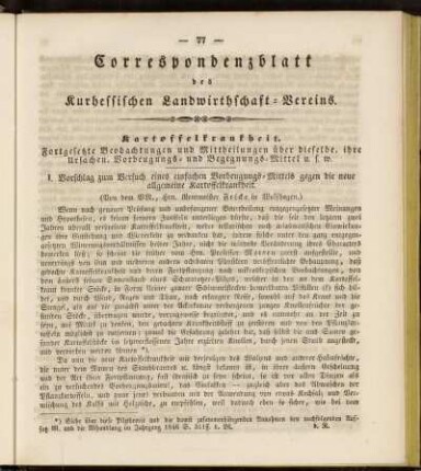 Correspondenzblatt des Kurhessischen Landwirthschaft-Vereins