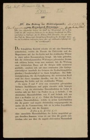 Ein Beitrag zur Elektrodynamik, 1858