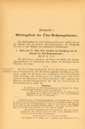 Abschnitt I. Wirkungskreis der Ober-Rechnungskammer