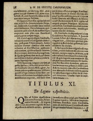 Titulus XI: De Legatis Apostolicis