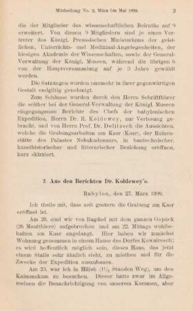 2. Aus den Berichten Dr. Koldewey's