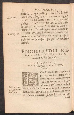 Enchiridii Regularum Seu Axiomatum, Liber Secundus.