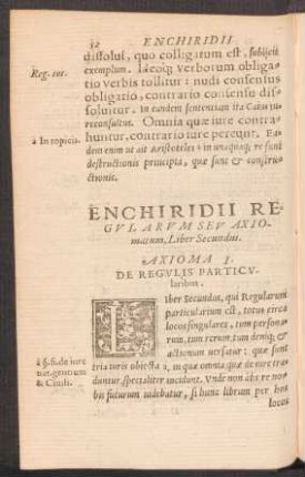 Enchiridii Regularum Seu Axiomatum, Liber Secundus.