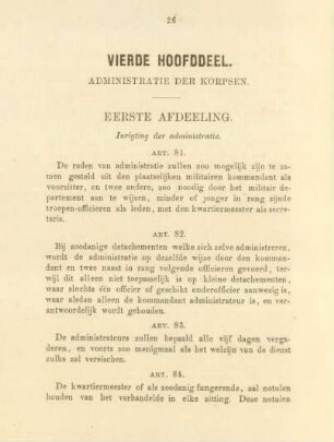 Eerste afdeeling. Inrigting der administratie