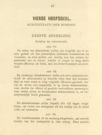 Eerste afdeeling. Inrigting der administratie