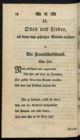 II. Oden und Lieder, mit denen dazu gehörigen Melodien versehen