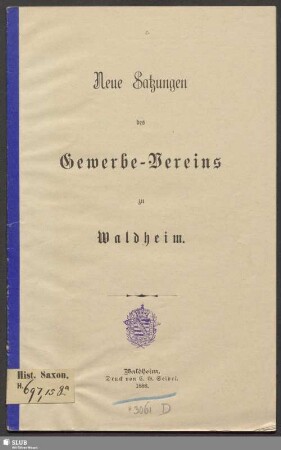 Neue Satzungen des Gewerbe-Vereins zu Waldheim