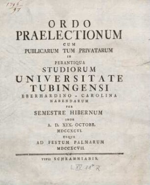 Vorlesungsverzeichnis 1796/97