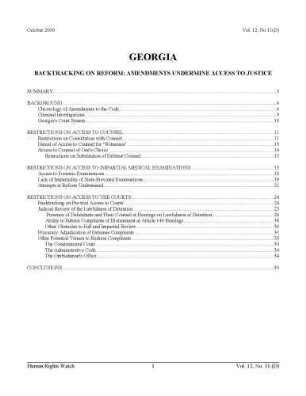 Georgia : backtracking on reform ; amendments undermine access to justice