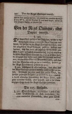 Von der Regel Quinque, oder Duplici inversa.