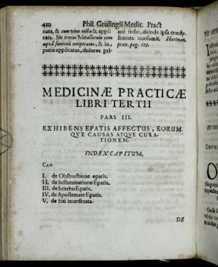 Pars III. Exhibens Epatis Affectus, Eorumque Causas Atque Curationem.