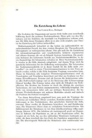 Die Entstehung des Lebens