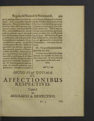 Sectio VI. [i.e. IV.] & ultima. De affectionibus respectivis.