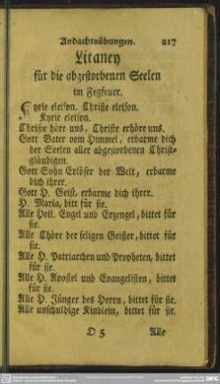 Litaney für die abgestorbenen Seelen im Fegfeuer
