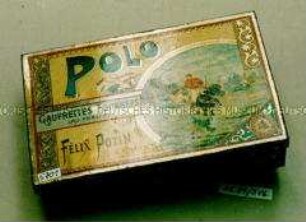 Blechdose für "POLO GAUFRETTES FOURRÉES AU PRALINÉ FÉLIX POTIN PARIS"