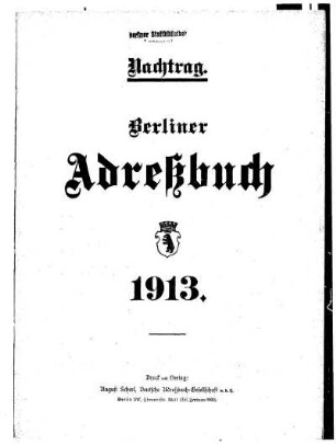 Nachtrag Berliner Adreßbuch 1913