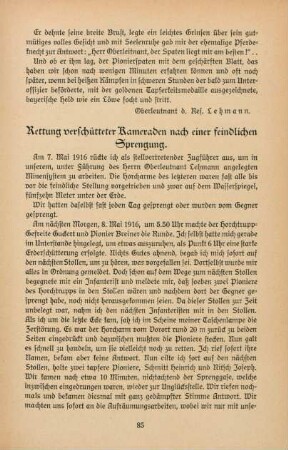 Rettung verschütteter Kameraden nach einer feindlichen Sprengung.