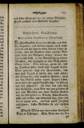 Achtzehnte Erzählung. Von einem dankbaren Jünglinge.