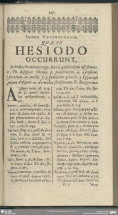 Index Vocabulorum Quae In Hesiodo Occurrunt