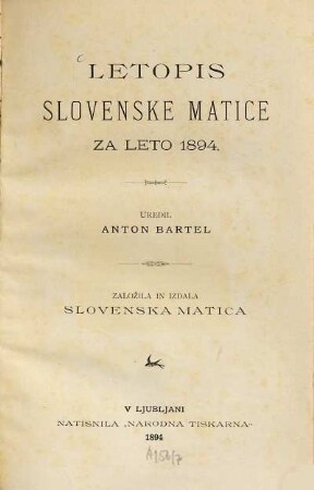 Letopis Matice Slovenske. 1894