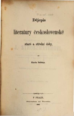 Dějepis literatury československé staré a střední doby