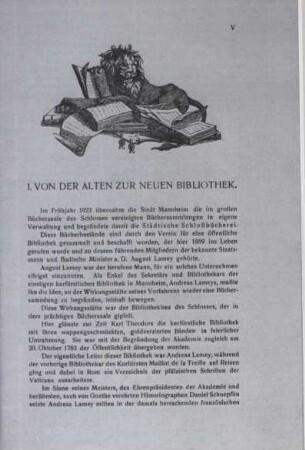 I. Von der alten zur neuen Bibliothek.