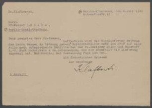 Brief von Maximilian Klafkowski an Georg Kolbe