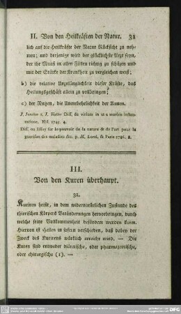 III. Von den Kuren überhaupt