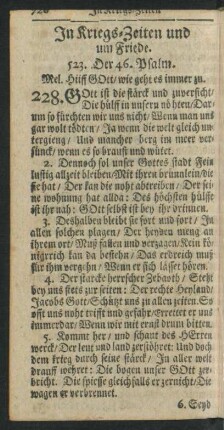 In Kriegs-Zeiten und um Friede.