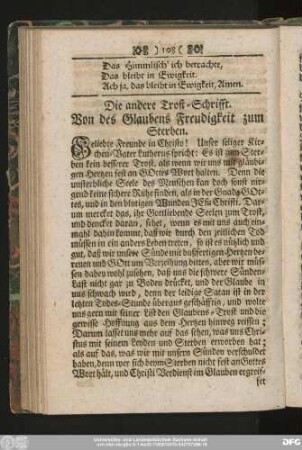 Die andere Trost-Schrifft. Von des Glaubens Freudigkeit zum Sterben.