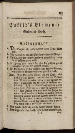 Euklid´s Elemente. Siebentes Buch