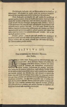 Titulus XVI. Von verjahrung der stehender Rhenten oder Zinsen.
