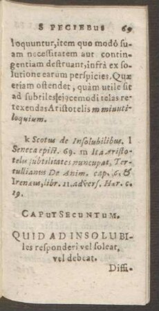 Caput Secundum. Quid Ad Insolubiles responderi vel soleat, vel debeat.