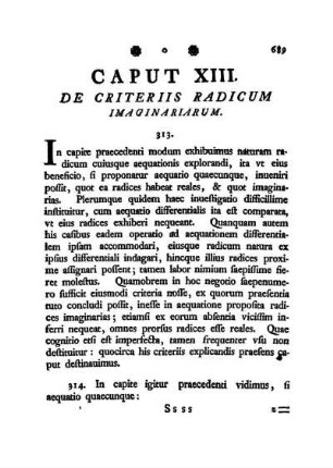 Caput XIII. De Criteriis Radicum Imaginariarum.