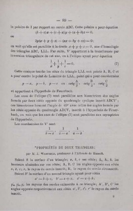 PROPRIÉTÉS DE DEUX TRIANGLES.