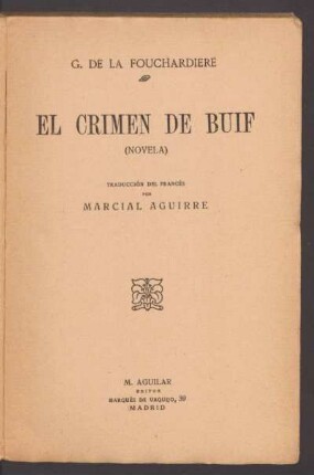 El crimen de Buif : (novela)