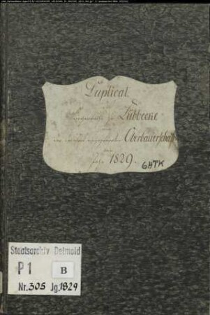 Kirchenbuchduplikat der evangelischen Gemeinde Lübbecke, Kreis Lübbecke (GHTK 1829) (Gemeinde: Evangelische Gemeinde Lübbecke)