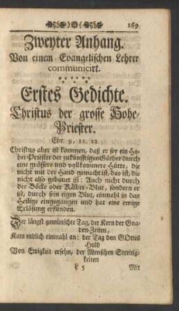 Zweyter Anhang. Von einem Evangelischen Lehrer communicirt