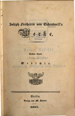 Joseph Freiherrn von Eichendorff's Werke, 1. Gedichte