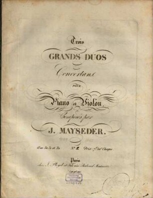 Trois grands duos concertans : pour piano et violon ; oeuv. 31. 2. 2me duo. - Ca. 1826. - 2 St. - Pl.-Nr. 94