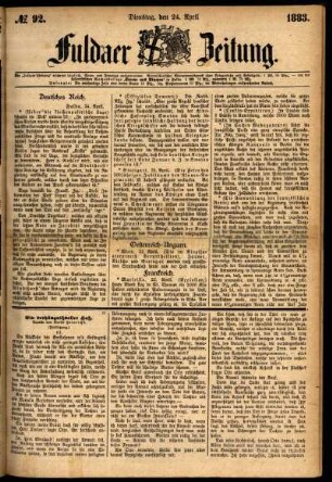 Ausgabe vom Dienstag, den 24. April 1883.