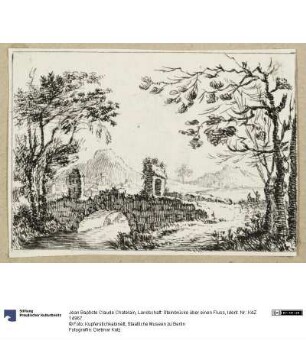 Landschaft: Steinbrücke über einen Fluss